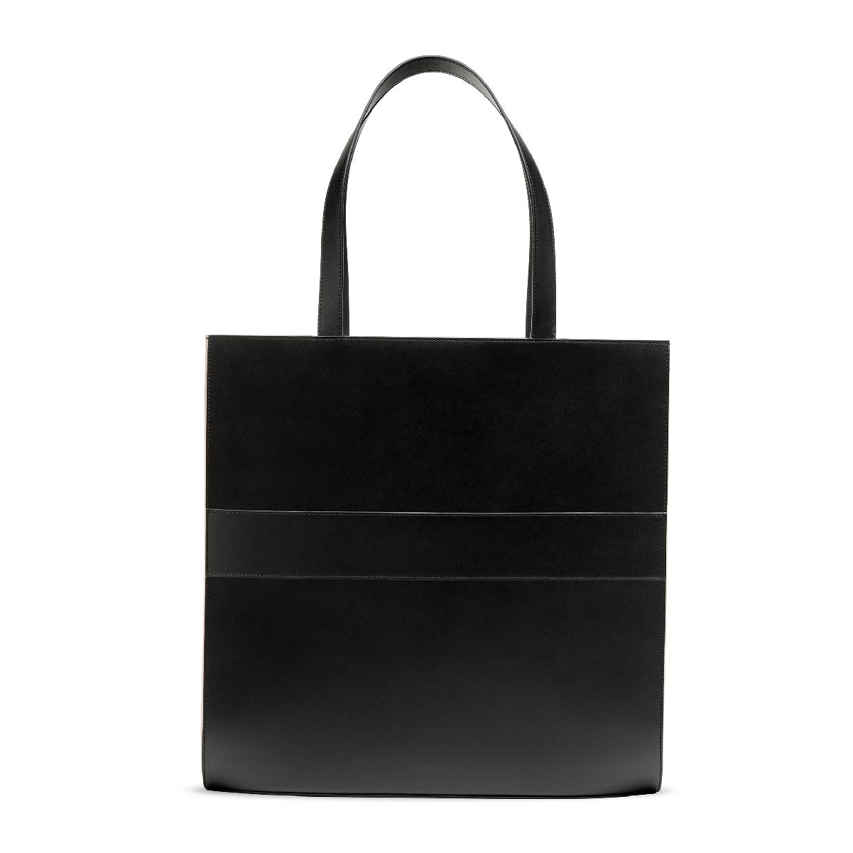 The Tote in Pink + Pink, with top handles, back view.