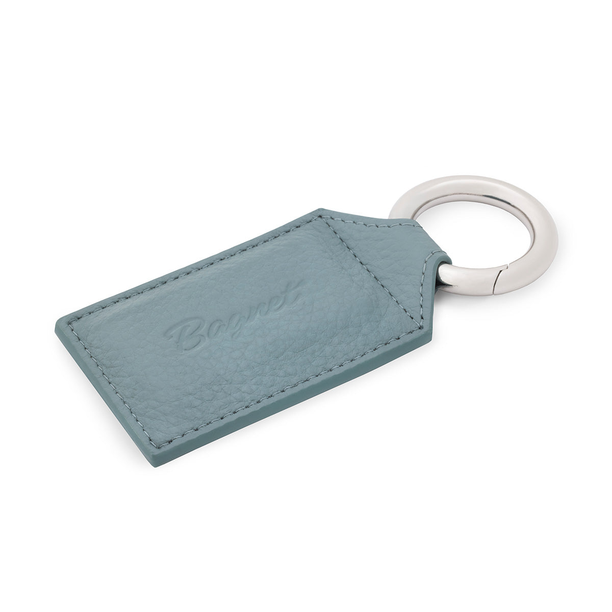 Denim Leather Bagnet with Small Polished Nickel Ring