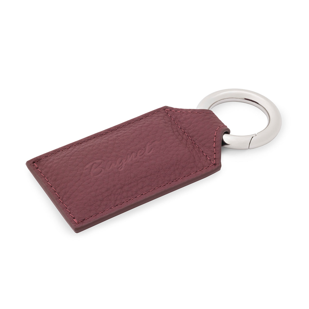 Merlot Leather Bagnet with Small Polished Nickel Ring